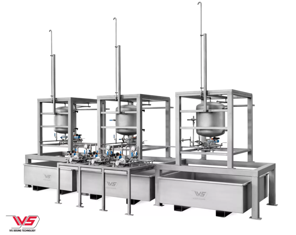 3 x rvs enzymendoseerinstallatie